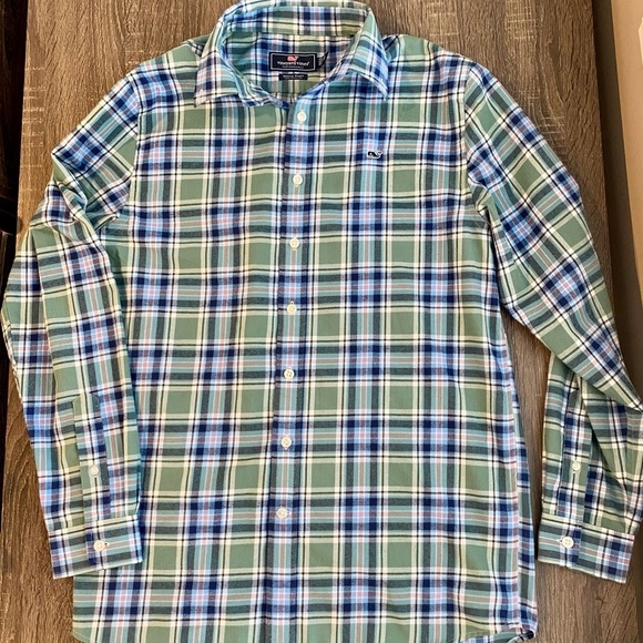 Vineyard Vines Boys Whale Shirt Plaid Long Sleeve Button xl 18 nwot worn once​ - Picture 5 of 8